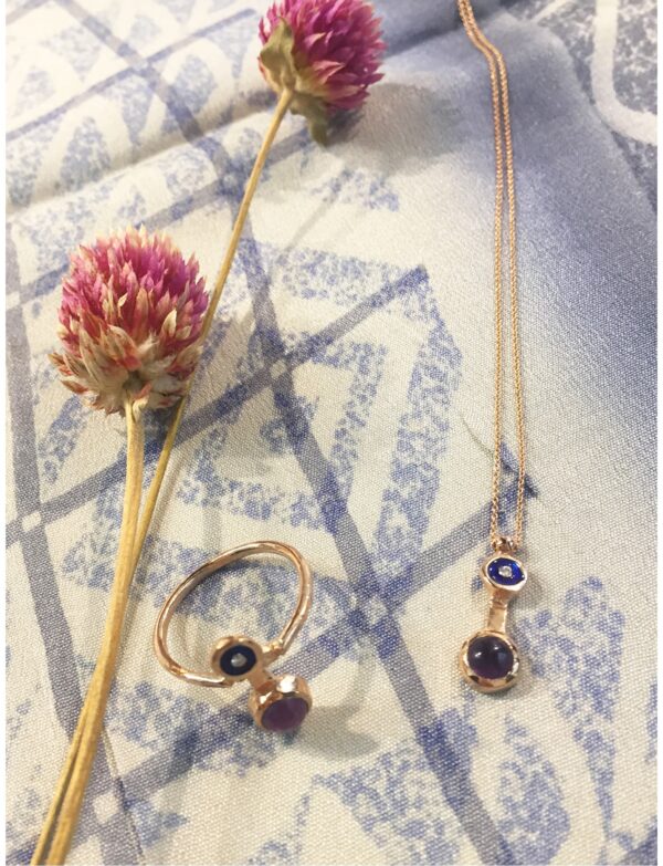 Altın Galaksi Ametist Yüzük