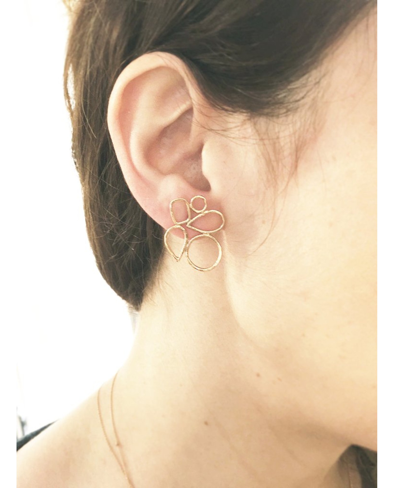 Geometrik Küçük Küpe-Bronz - Görsel 3