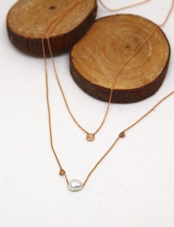 İki Toplu İnci Altın Kolye