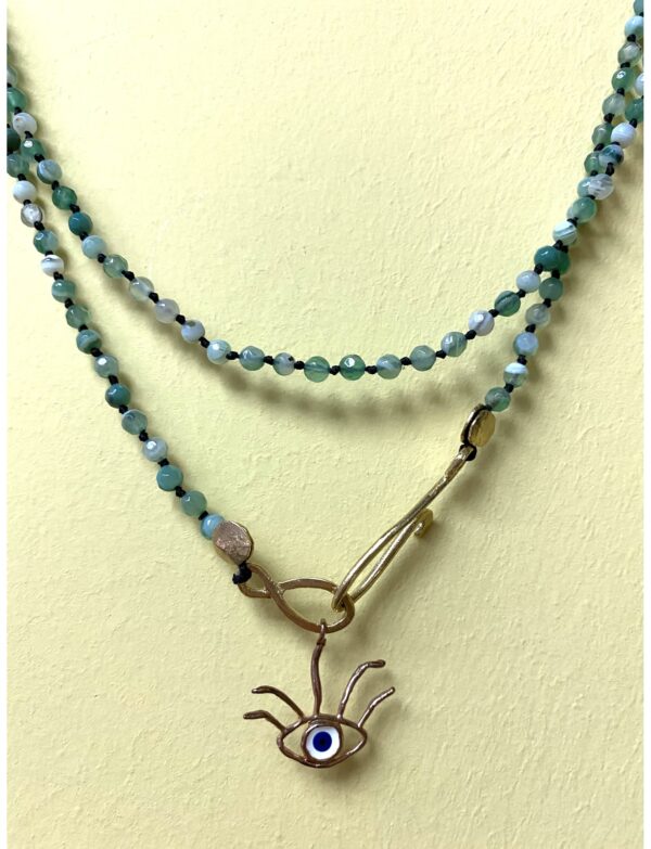 Kirpikli Göz Akik Uzun Kolye