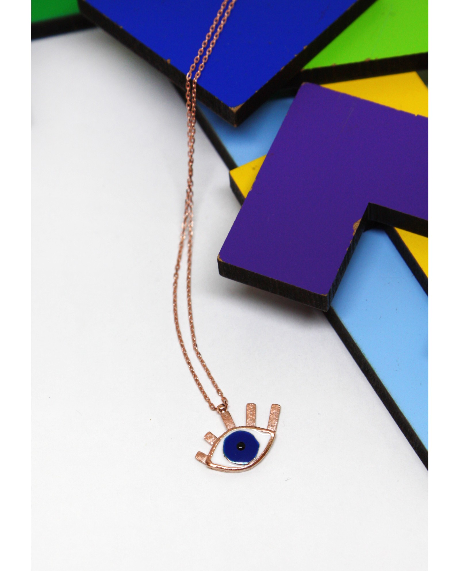 Orta Boy Altın Kaplama Göz Kolye - Görsel 2