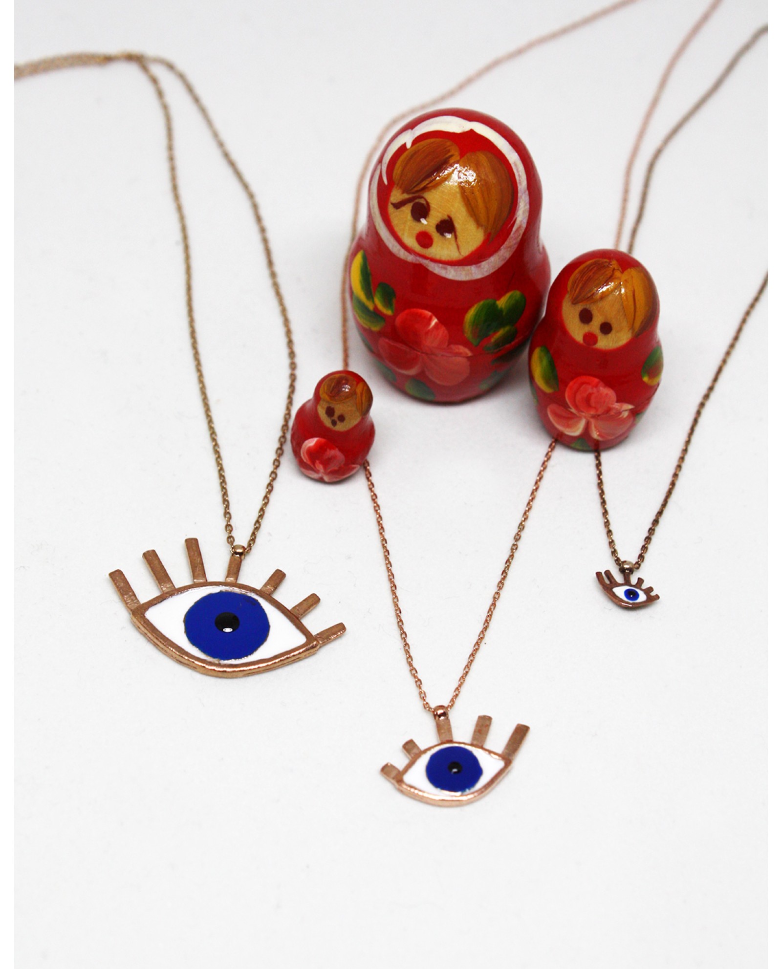 Orta Boy Altın Kaplama Göz Kolye - Görsel 3