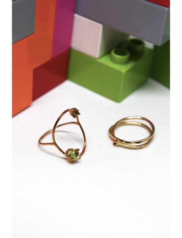 Tel Sarmal Siyah Pırlanta-Bronz Yüzük