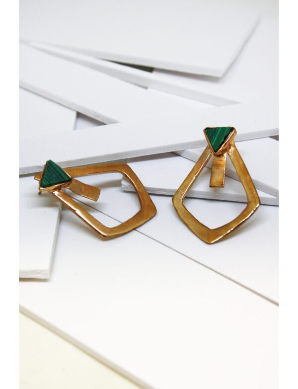 Üçgen Malahit Küpe