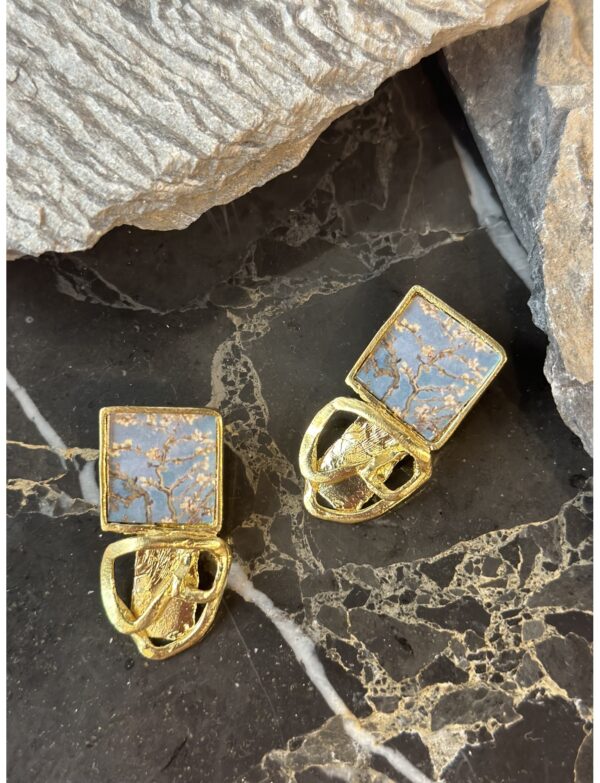 Kübist Kare Van Gogh Badem Dalı Küpe