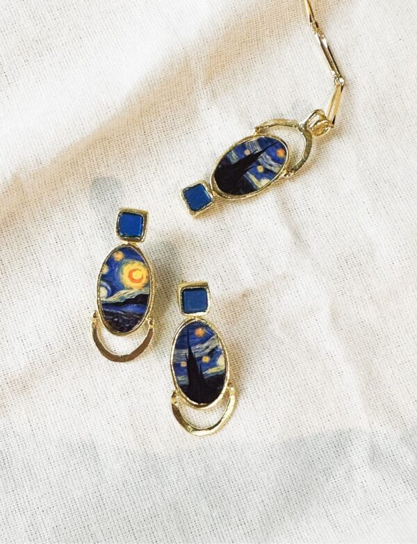 Kübist Küçük Van Gogh Küpe